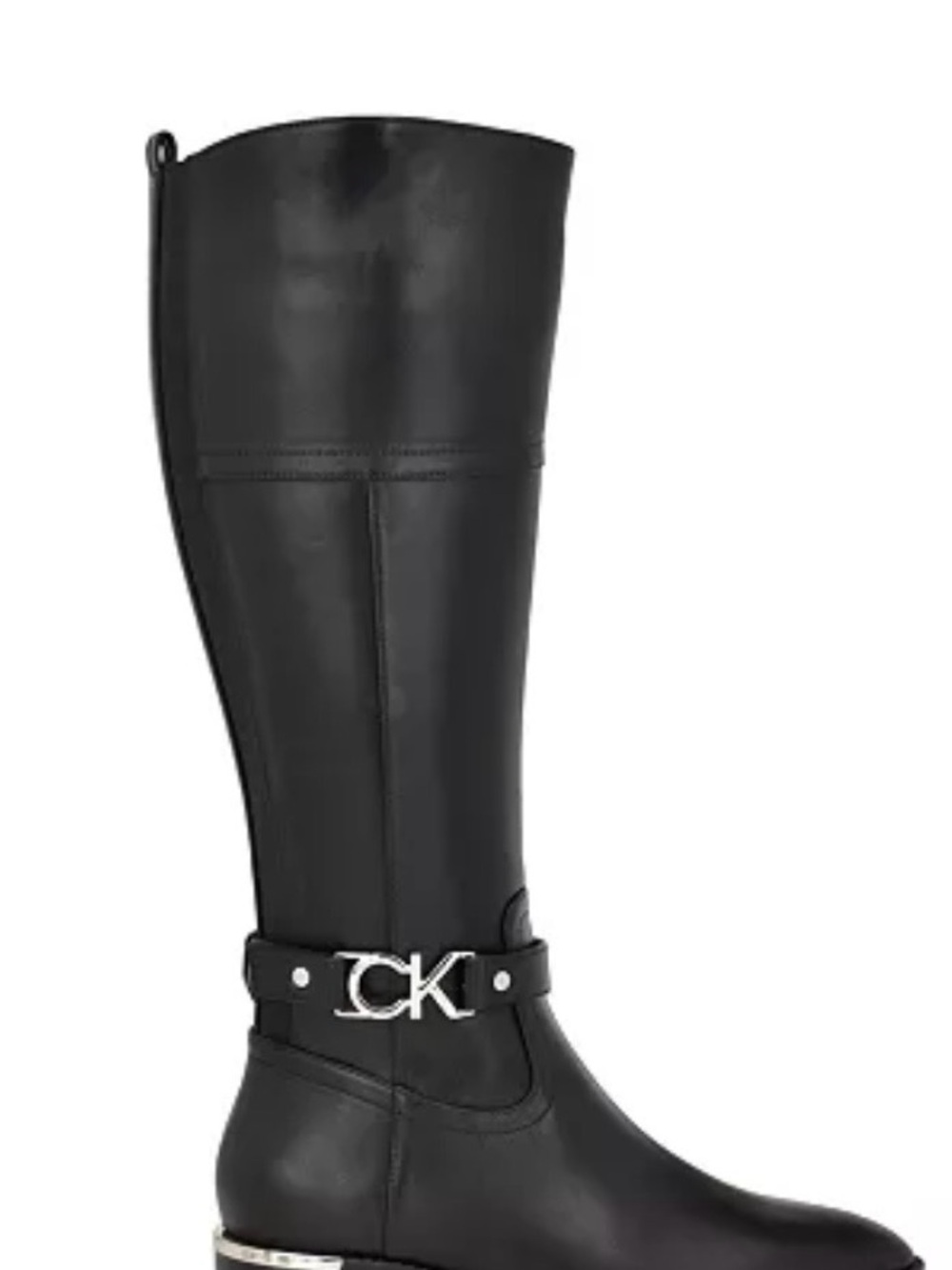 Calvin Klein Black Over-the-Knee Logo Strap Boots